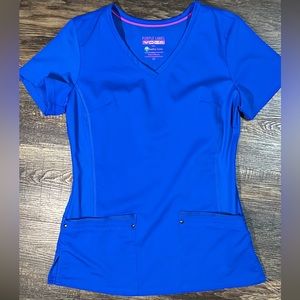Healing hands scrub top, royal blue size XS